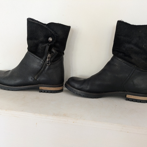 Fabianelli Italian Made Leather Side zip Shearling Lined Ankle Boots sz 38 7 1/2 - Picture 5 of 14